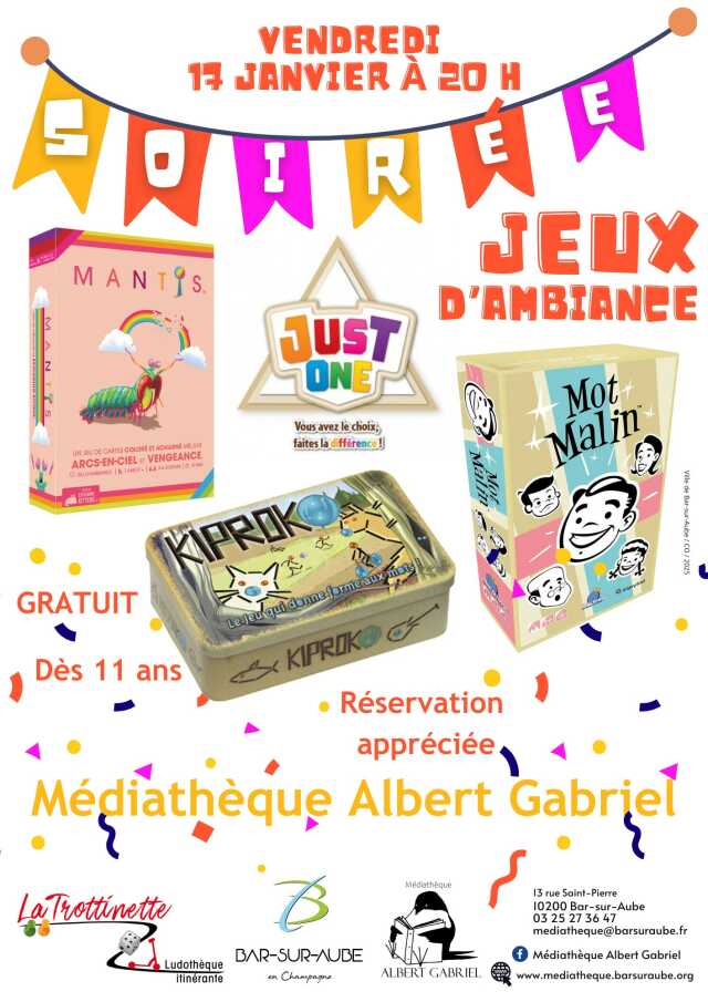 Soirée jeux à la Médiathèque Albert Gabriel