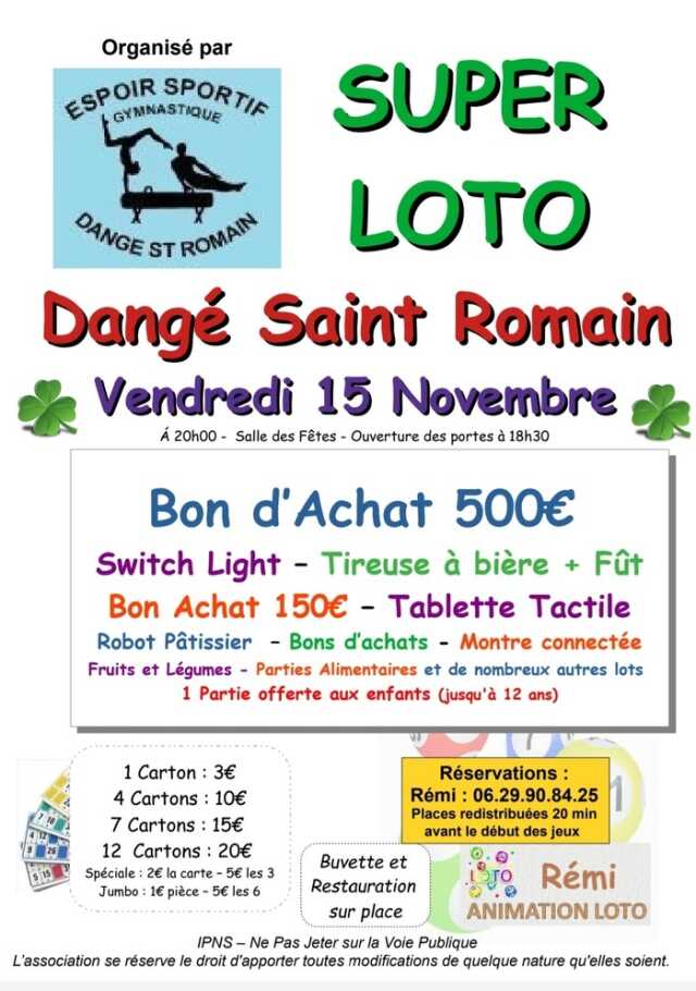 LOTO LE 15/11 - ESPOIR SPORTIF GYMNASTIQUE