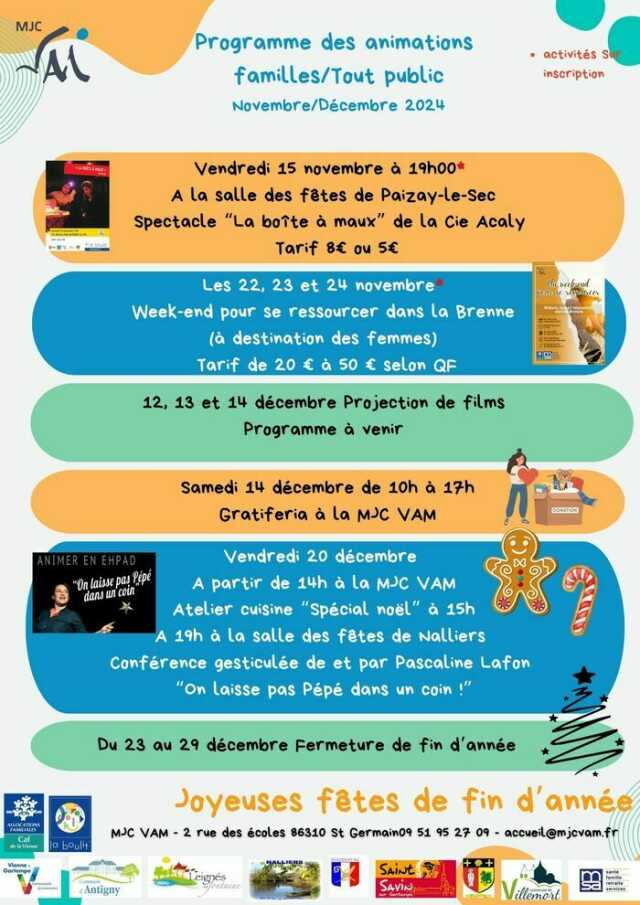 Programme des animations familles/tout public - novembre/décembre