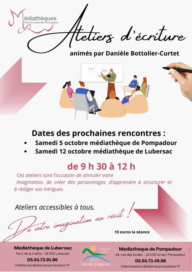 Ateliers d'écriture à la médiathèque de Lubersac