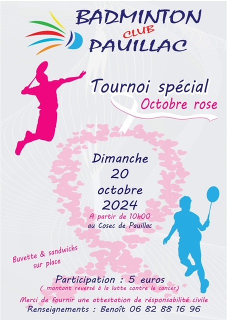 Octobre Rose 2024 : tournoi de badminton à Pauillac