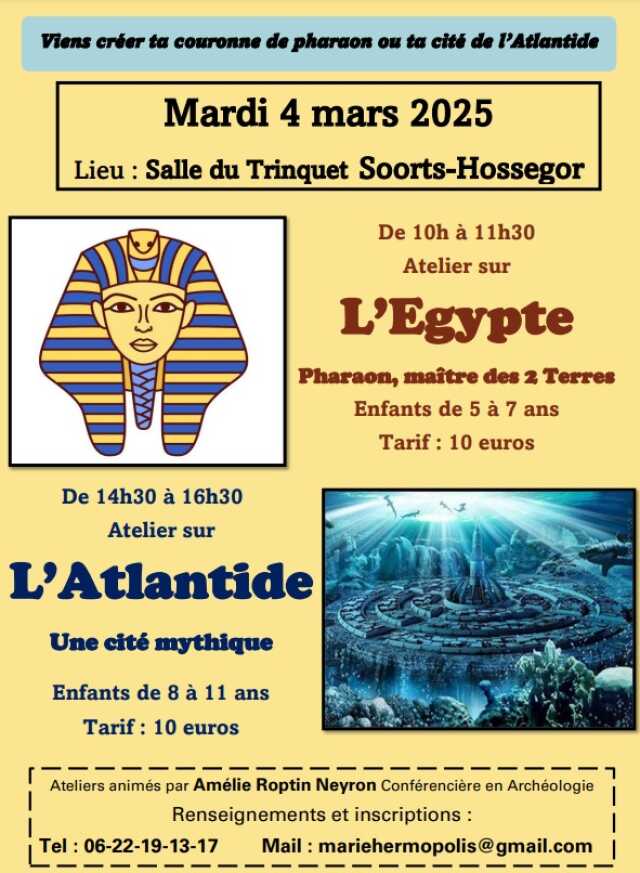 Atelier sur l'Egypte - Pharaon, maitre des 2 terres