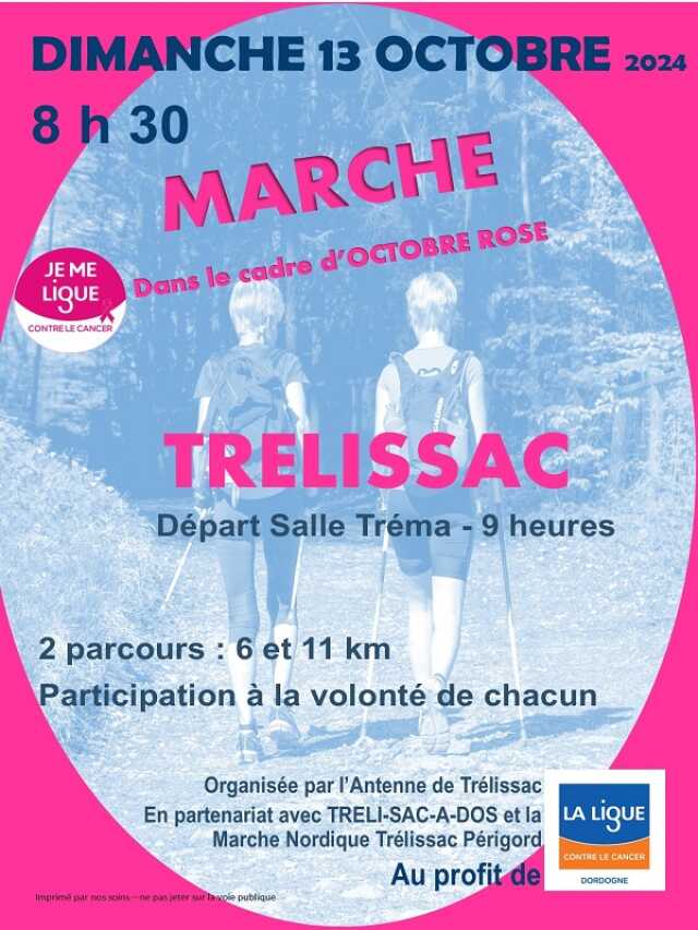 Trélissac Marche Rose Dimanche 13 Octobre