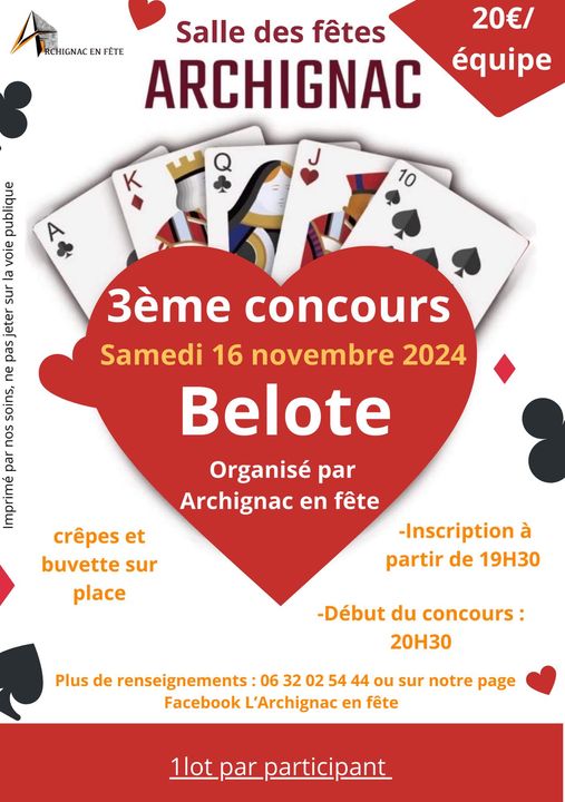 3e concours de belote à Archignac