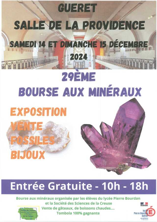 29ème Bourse aux minéraux, exposition, vente de fossiles et bijoux