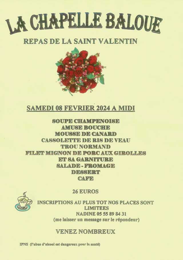 Repas Saint Valentin