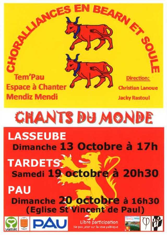 Concert Chants du Monde par la Choralliances en Béarn et Soule