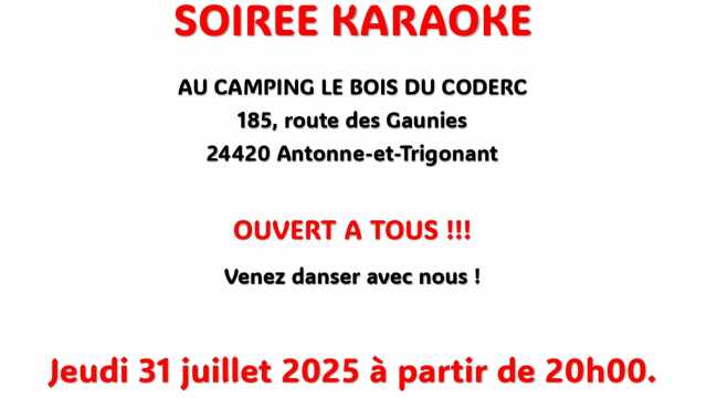 Le jeudi 31 juillet soirée dansante au Camping du Coderc