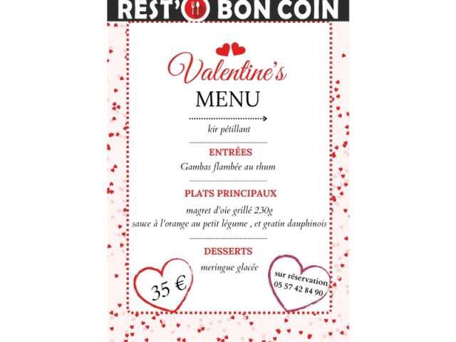 Repas de la Saint Valentin au Rest'O Bon Coin