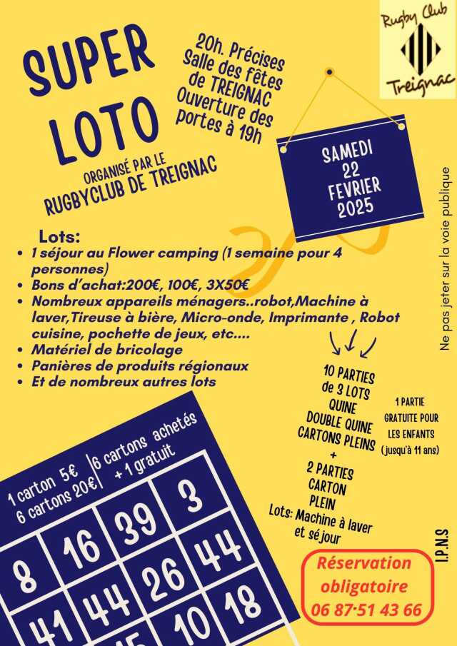 Super loto du Rugby Club de Treignac