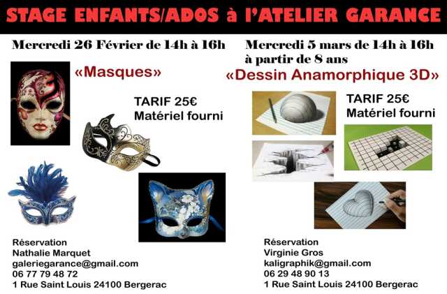 Stage enfants/ados : masques