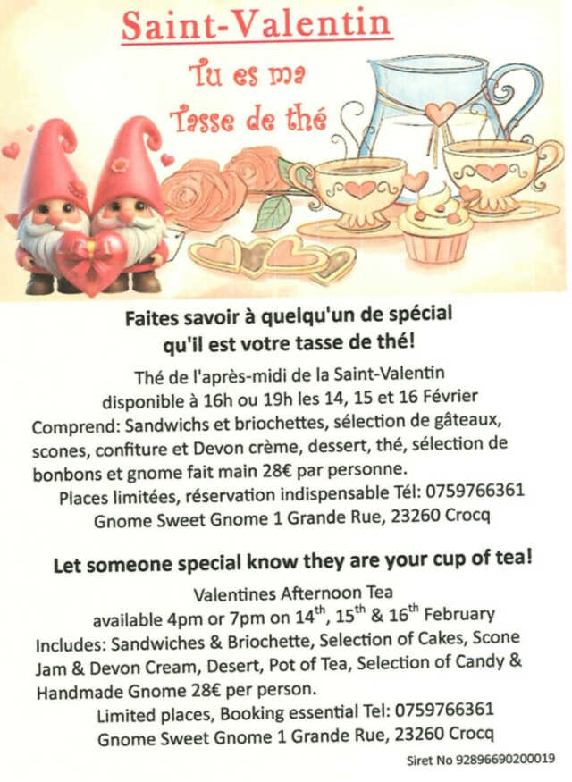 Gnome sweet Gnome Afternoon Tea de la Saint-Valentin