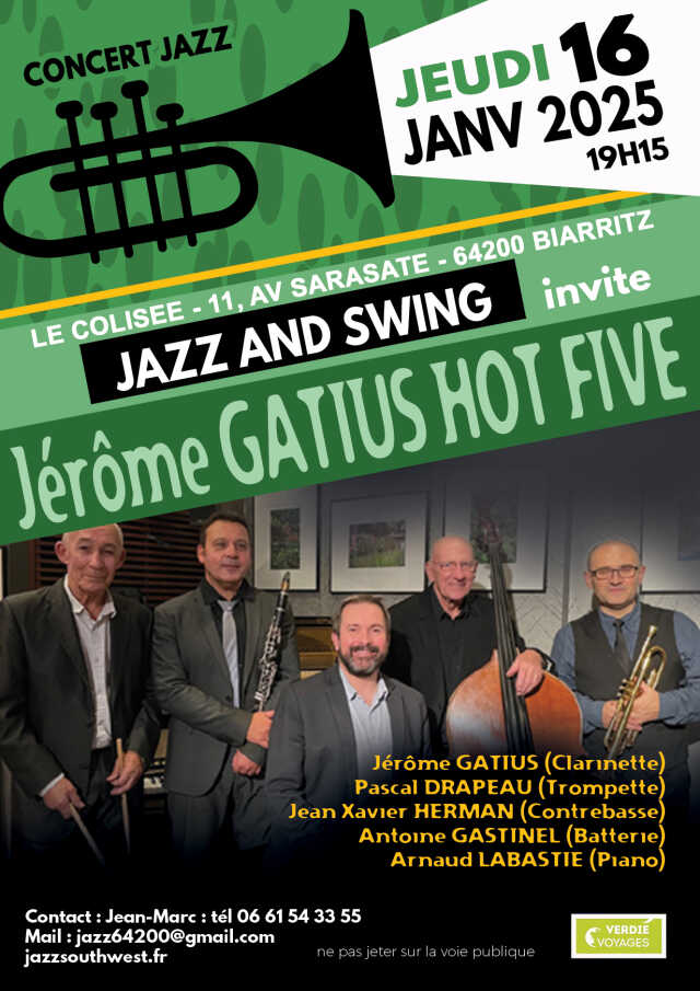 Jazz & Swing Biarritz invite Jérôme Gatius Hot Five