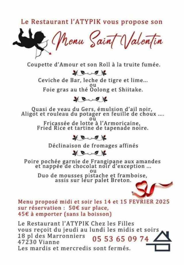 Saint Valentin au restaurant l'Atypik