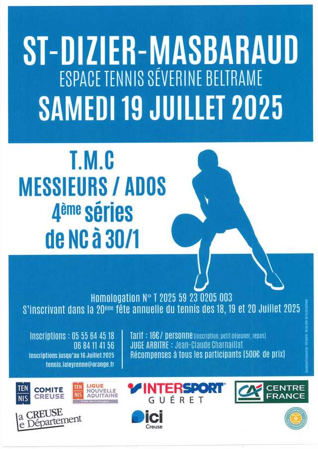 Tournoi de tennis messieurs/ados 4ème série