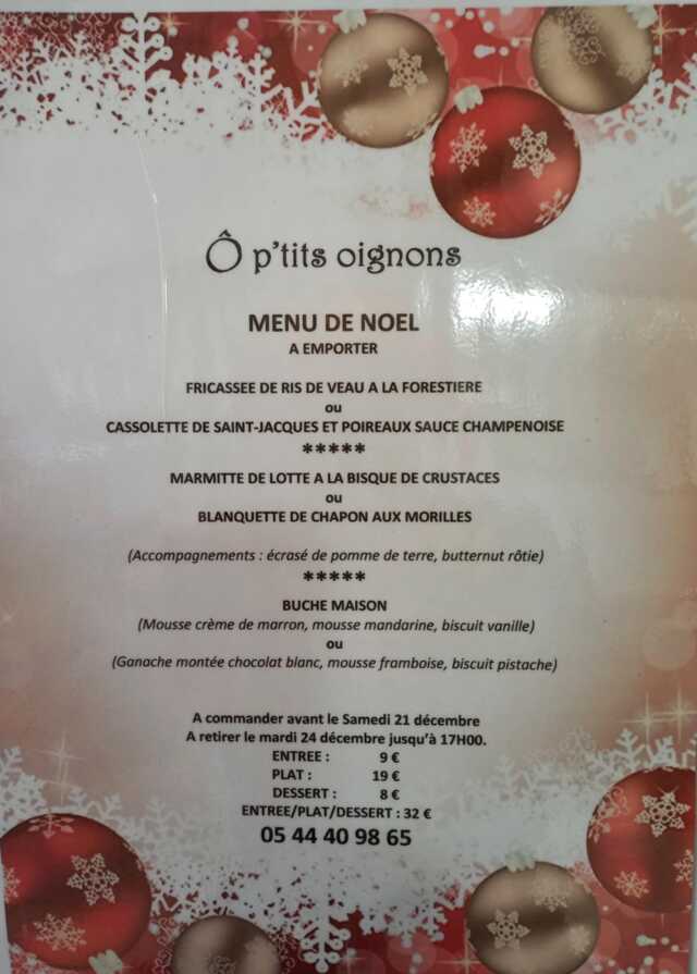 O Petits Oignons : Menu de Noël