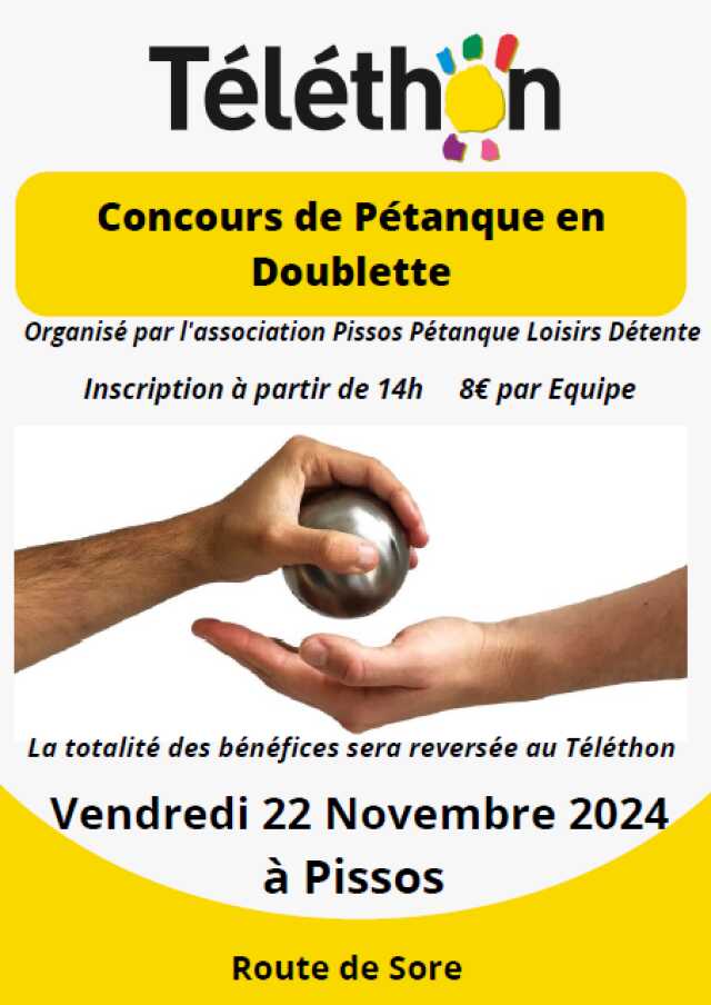 Concours de Pétanque en doublette Téléthon 2024