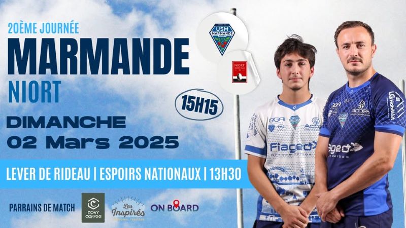 Championnat Rugby Nationale 2 : US MARMANDAISE RUGBY vs NIORT