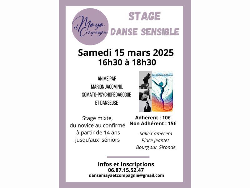 Stage danse sensible à Bourg