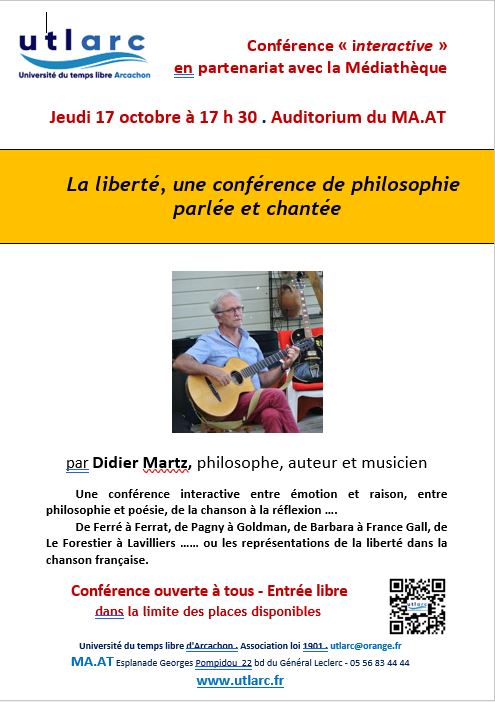 Conférence : la liberté, une conférence de philosophie parlée et chantée