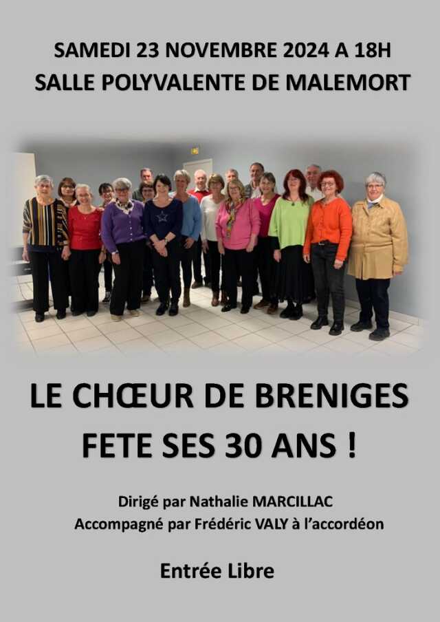 Concert : le Choeur de Bréniges fête ses 30 ans !