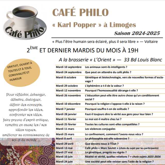 Café Philo Karl Popper de Limoges