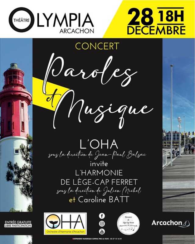 Concert Paroles et Musiques de l'Orchestre d'Harmonie d'Arcachon