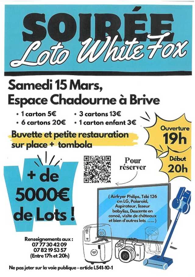 Soirée loto white fox (Espace Marc Chadourne)