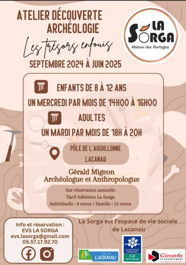 Atelier Découverte Archéologie pour adultes - La Sorga - gratuit et sur réservation