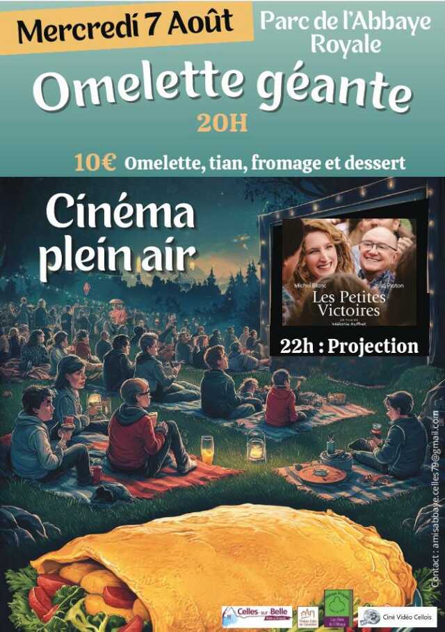 Cinéma plein aire et omelette géante