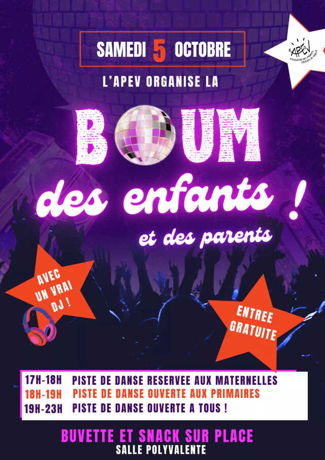 Soirée Boum des enfants et des parents; à Vouillé