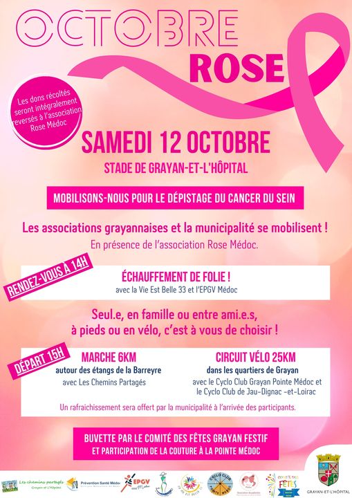 Octobre rose : les associations grayannaises et la municipalité se mobilisent ! Après-midi sportif et solidaire.