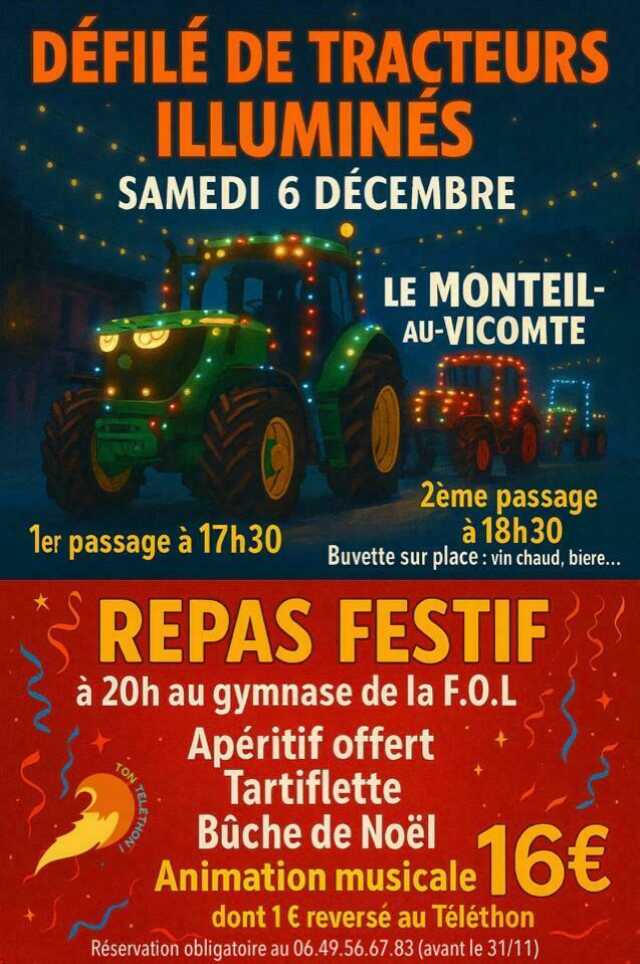 Défilé de tracteurs illuminés