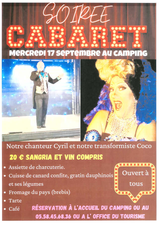 Soirée cabaret au Camping des Sources à Eugénie-les-Bains