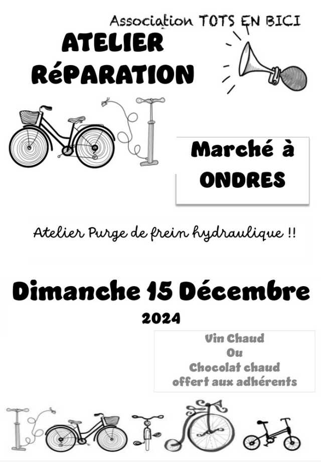 Atelier réparation de vélo et vin chaud