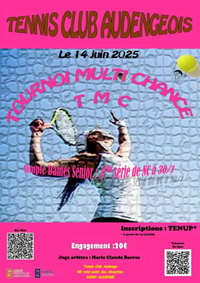 Tournois de tennis : multi chance femme