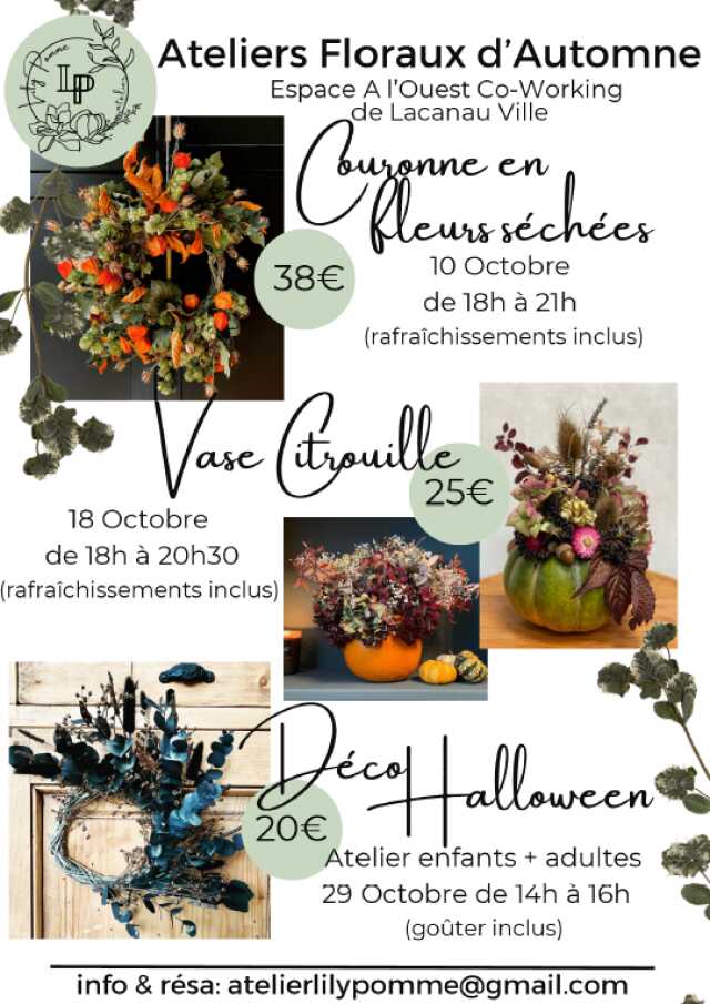 Atelier floral : Déco Halloween - Ateliers enfants + adultes (20€ goûter inclus, sur inscription)