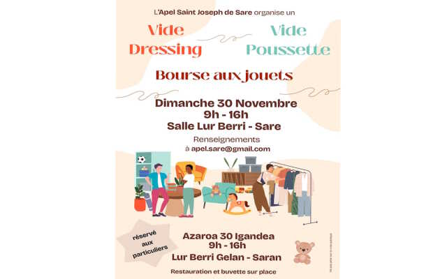 Vide dressing - Vide poussette - Bourse aux jouets