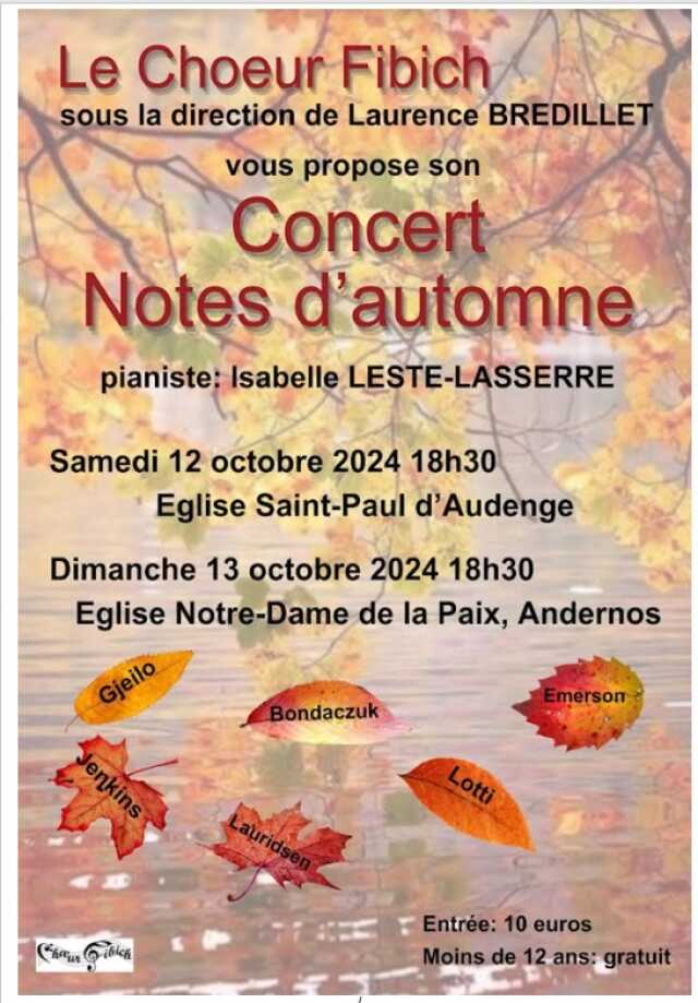 Concert de la Chorale Le Coeur Fibich : Notes d'automne