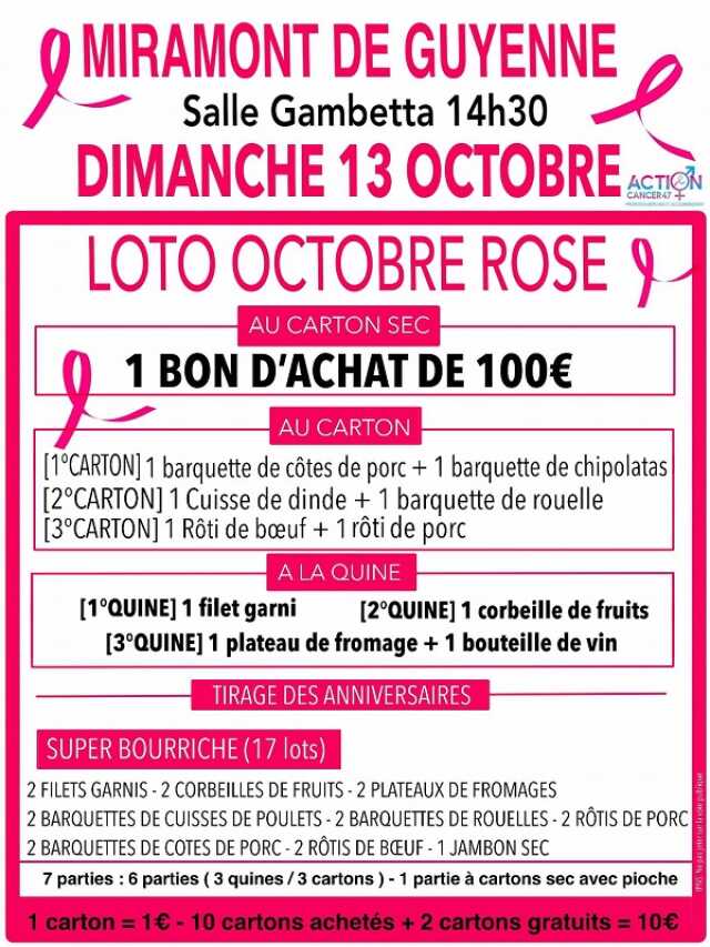 Loto pour Octobre Rose