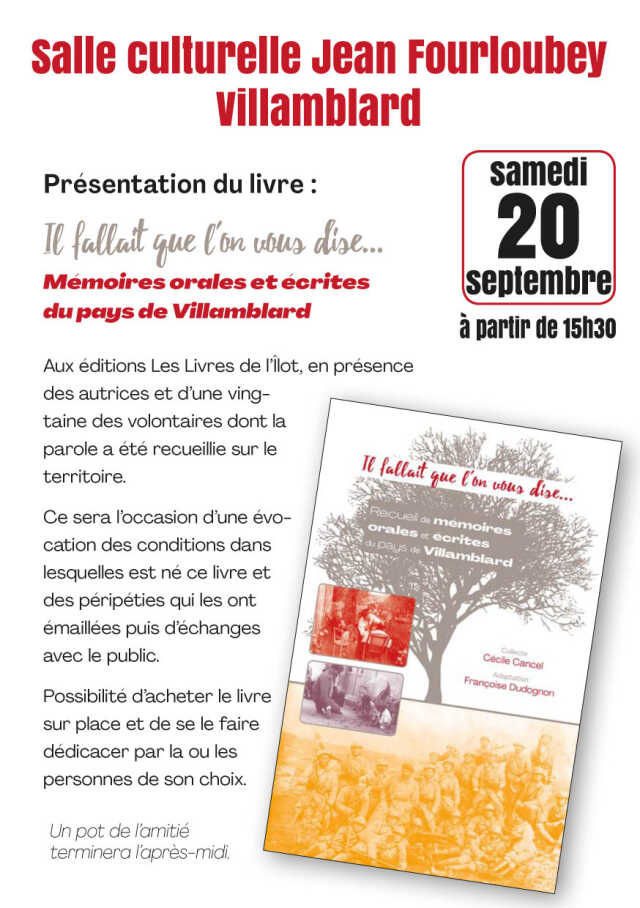 Présentation du livre « Il fallait que l’on vous dise »