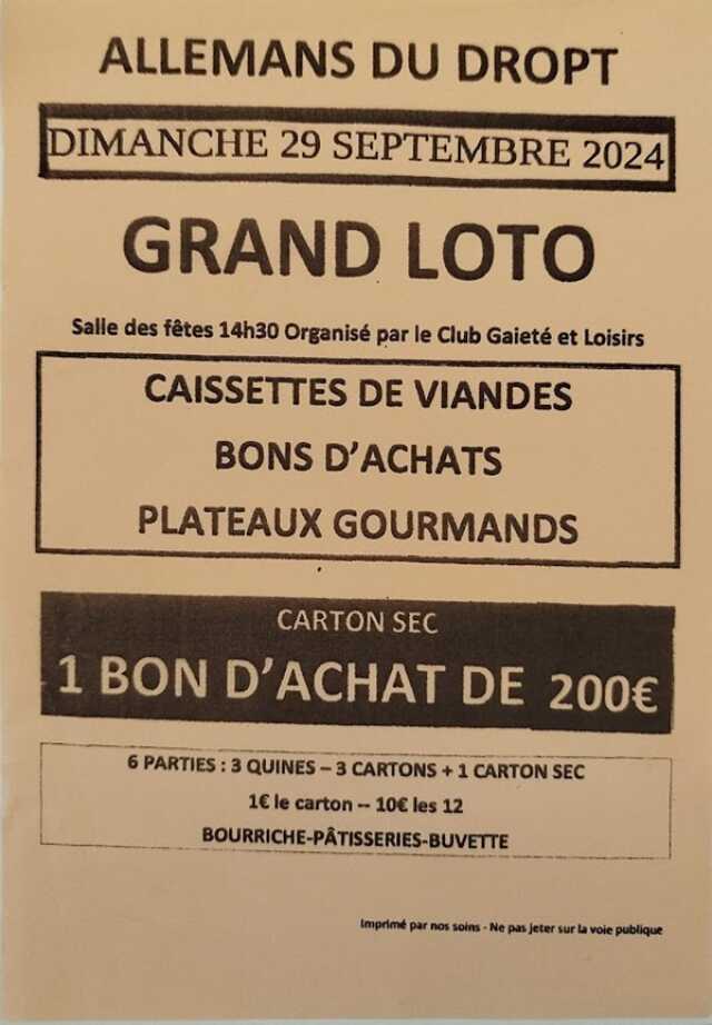 Loto du Club Gaieté et Loisirs