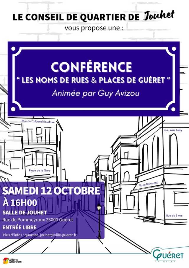 Conférence : les noms des rues et place de Guéret