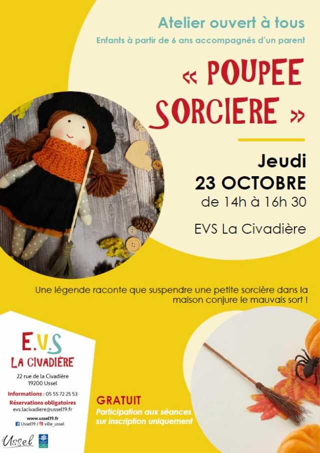 Atelier à 4 mains confection d'une poupée sorcière