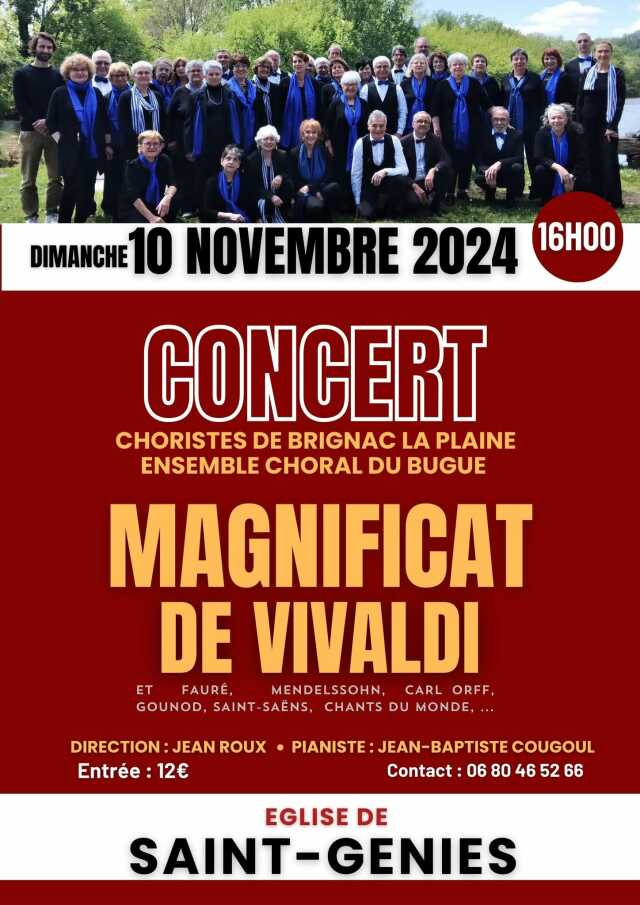 Concert Magnificat de Vivaldi à l'église de Saint-Geniès