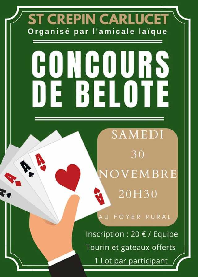 Concours de Belote à Saint Crépin et Carlucet