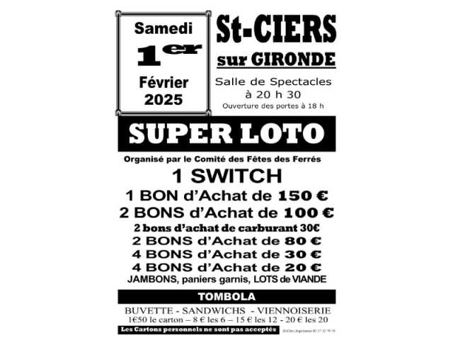 Loto du comité des fêtes des Ferrés