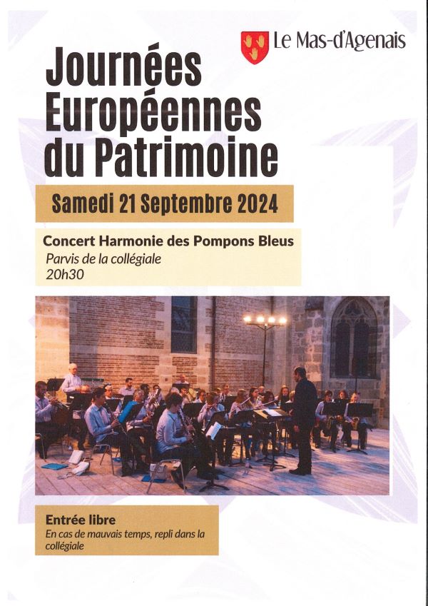 Les Journées Européennes du Patrimoine au Mas d'Agenais - Concert Harmonie des Pompons Bleus