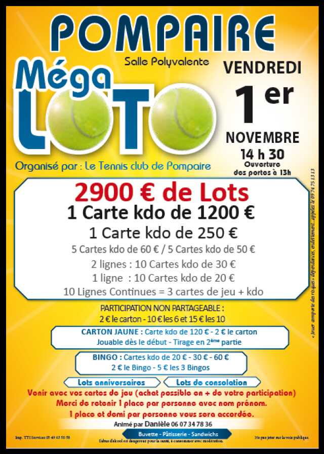 Mega loto du Tennis club de Pompaire