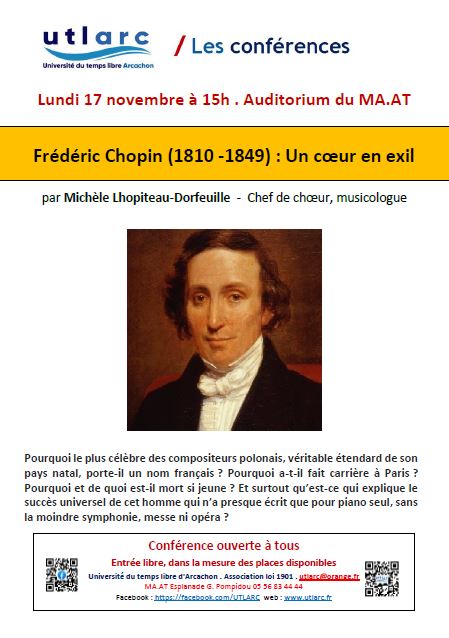 Conférance : Frédéric Chopin (1810 - 1849) : Un coeur en exil